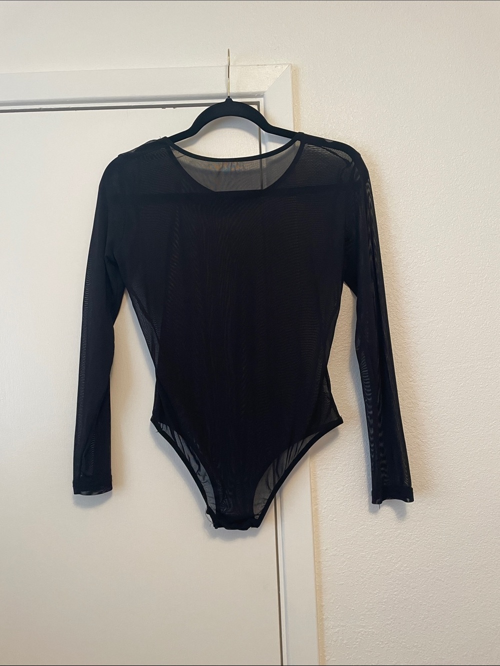 Sheer Black Mesh Long Sleeve Bodysuit